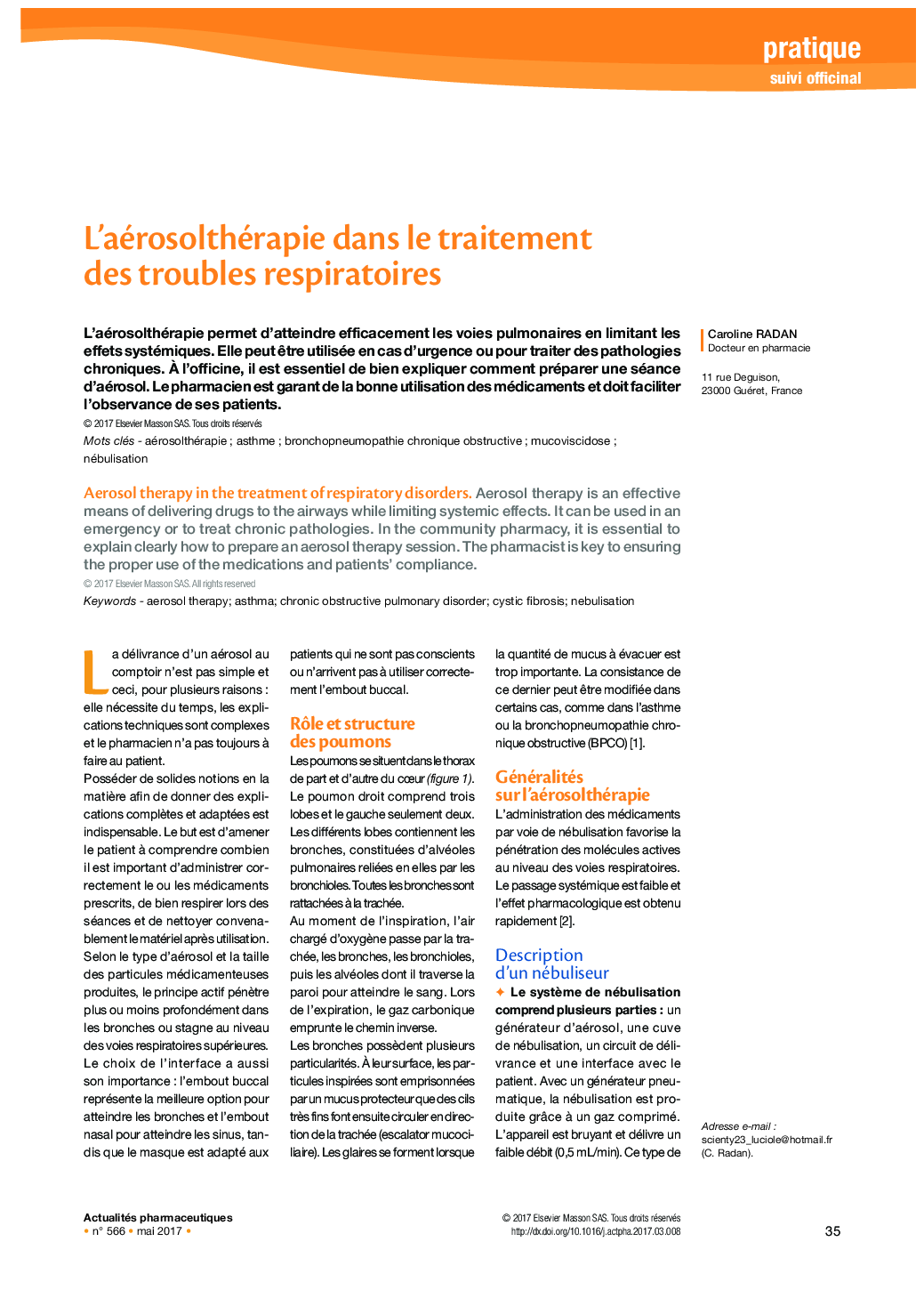 L'aérosolthérapie dans le traitement des troubles respiratoires