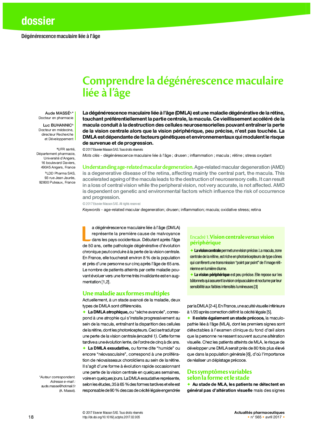 Comprendre la dégénérescence maculaire liée Ã  l'Ã¢ge