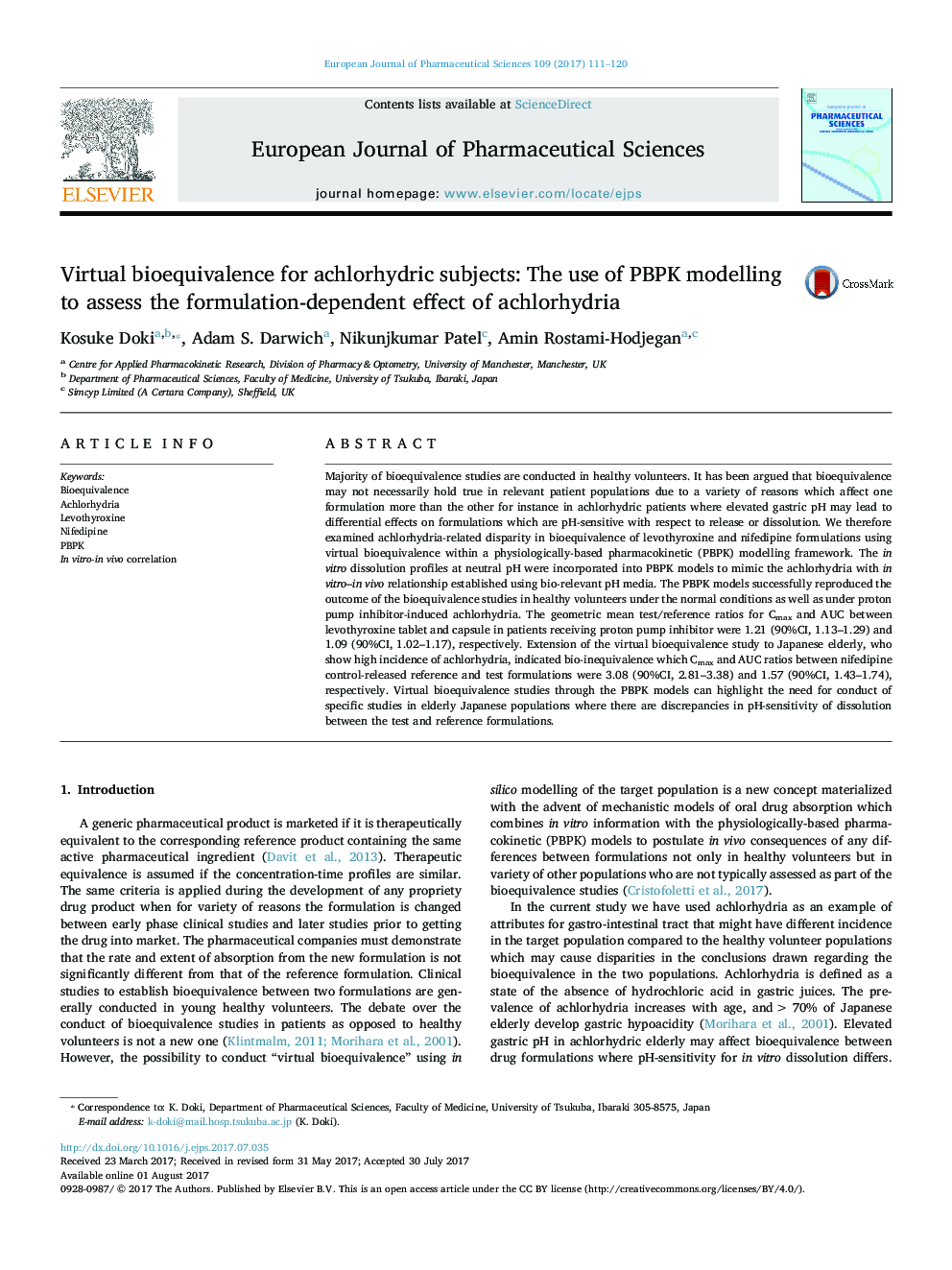 Virtual bioequivalence for achlorhydric subjects: The use of PBPK modelling to assess the formulation-dependent effect of achlorhydria