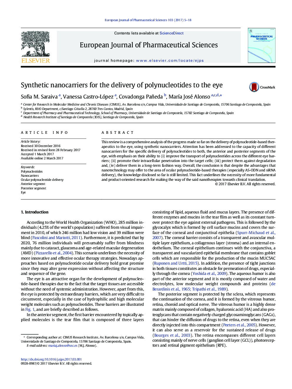 Synthetic nanocarriers for the delivery of polynucleotides to the eye