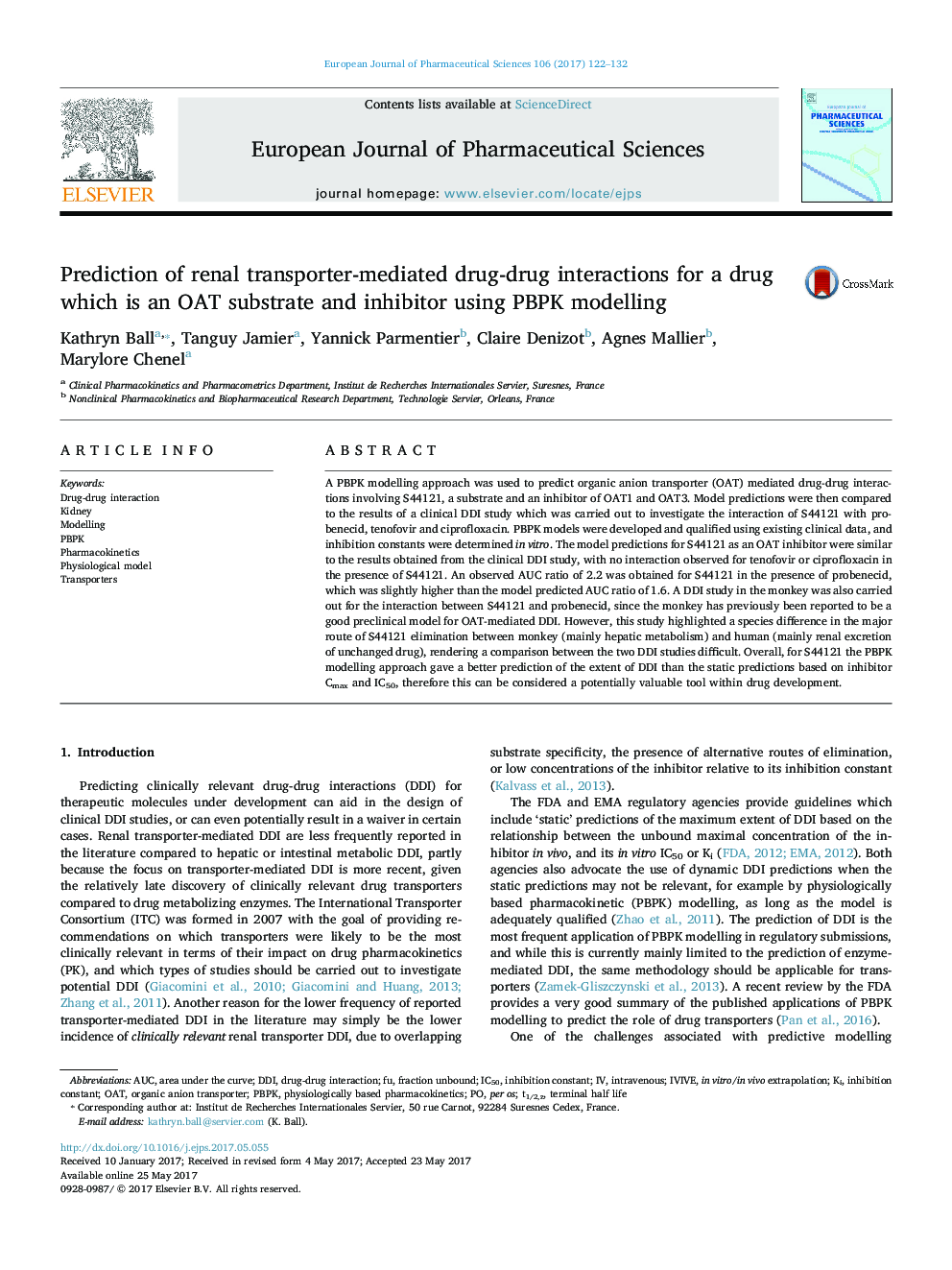 Prediction of renal transporter-mediated drug-drug interactions for a drug which is an OAT substrate and inhibitor using PBPK modelling