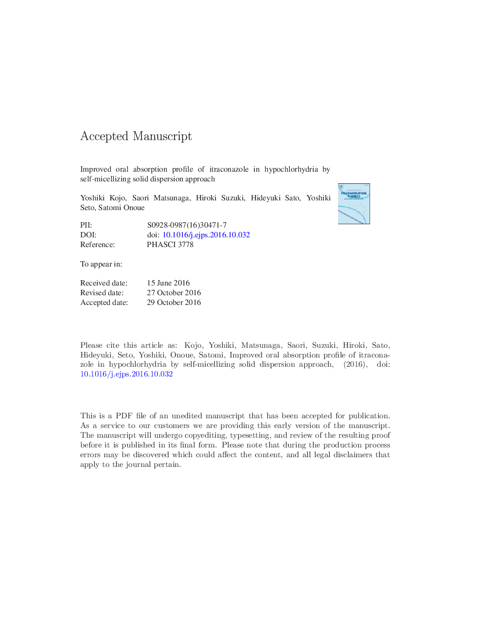 Improved oral absorption profile of itraconazole in hypochlorhydria by self-micellizing solid dispersion approach