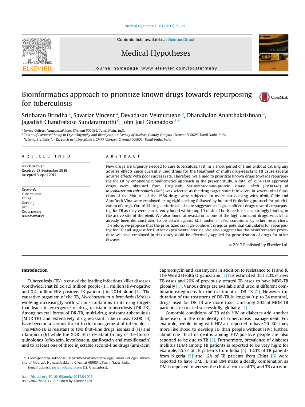 Bioinformatics approach to prioritize known drugs towards repurposing for tuberculosis