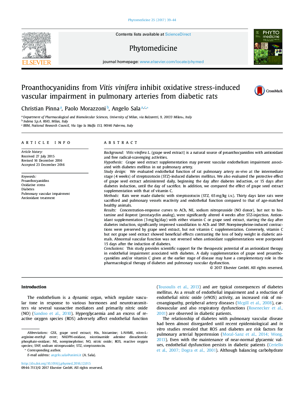 Proanthocyanidins from Vitis vinifera inhibit oxidative stress-induced vascular impairment in pulmonary arteries from diabetic rats