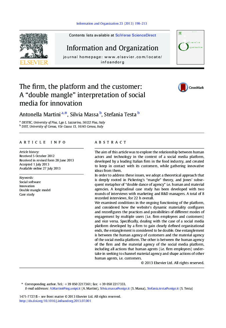 The firm, the platform and the customer: A “double mangle” interpretation of social media for innovation