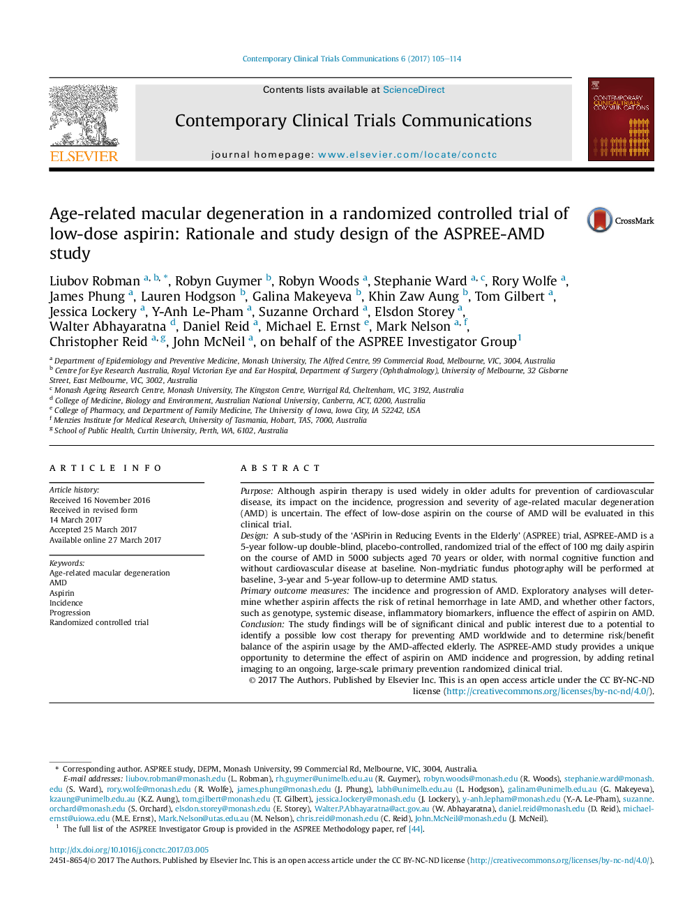 Age-related macular degeneration in a randomized controlled trial of low-dose aspirin: Rationale and study design of the ASPREE-AMD study