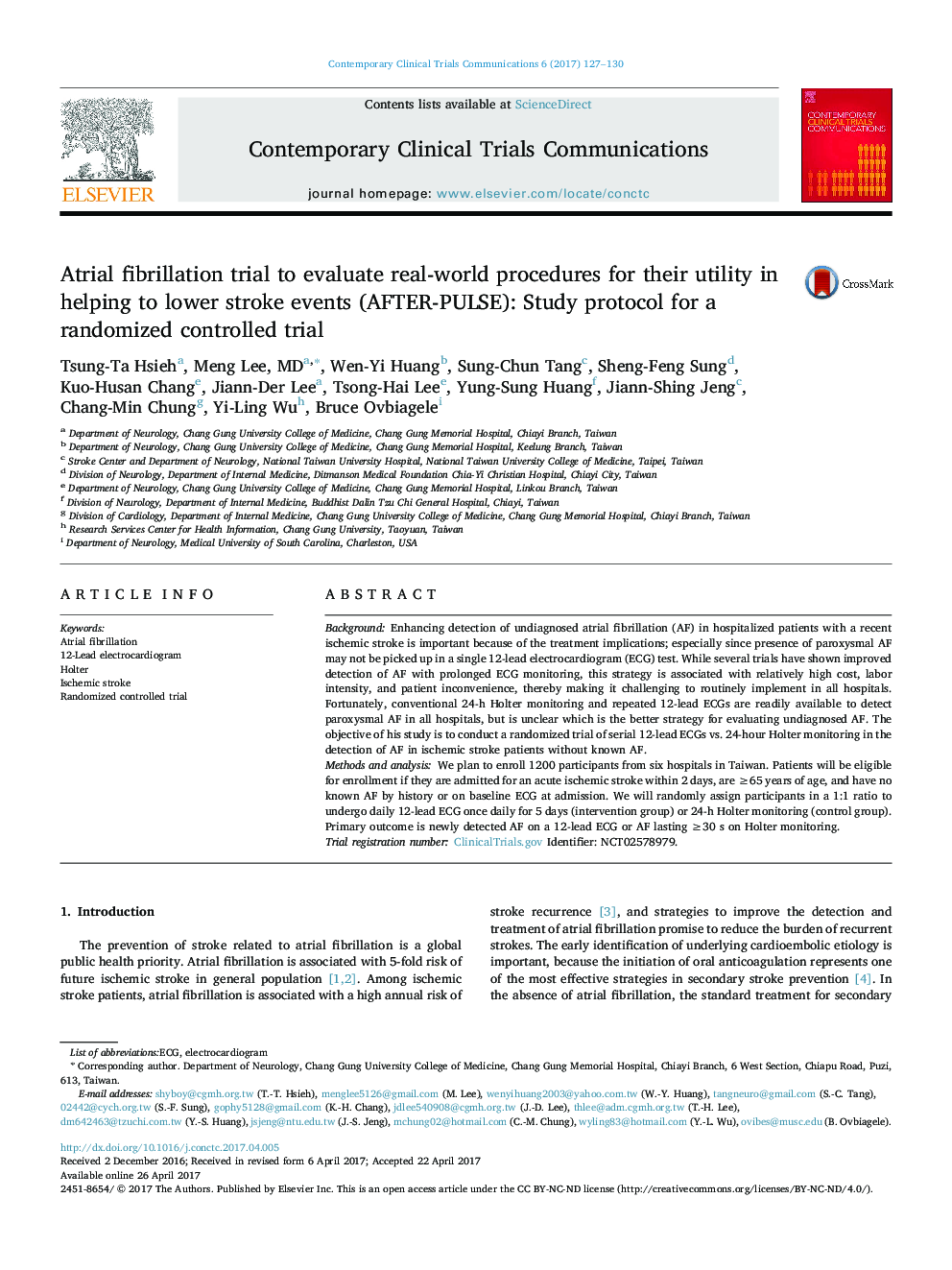 Atrial fibrillation trial to evaluate real-world procedures for their utility in helping to lower stroke events (AFTER-PULSE): Study protocol for a randomized controlled trial