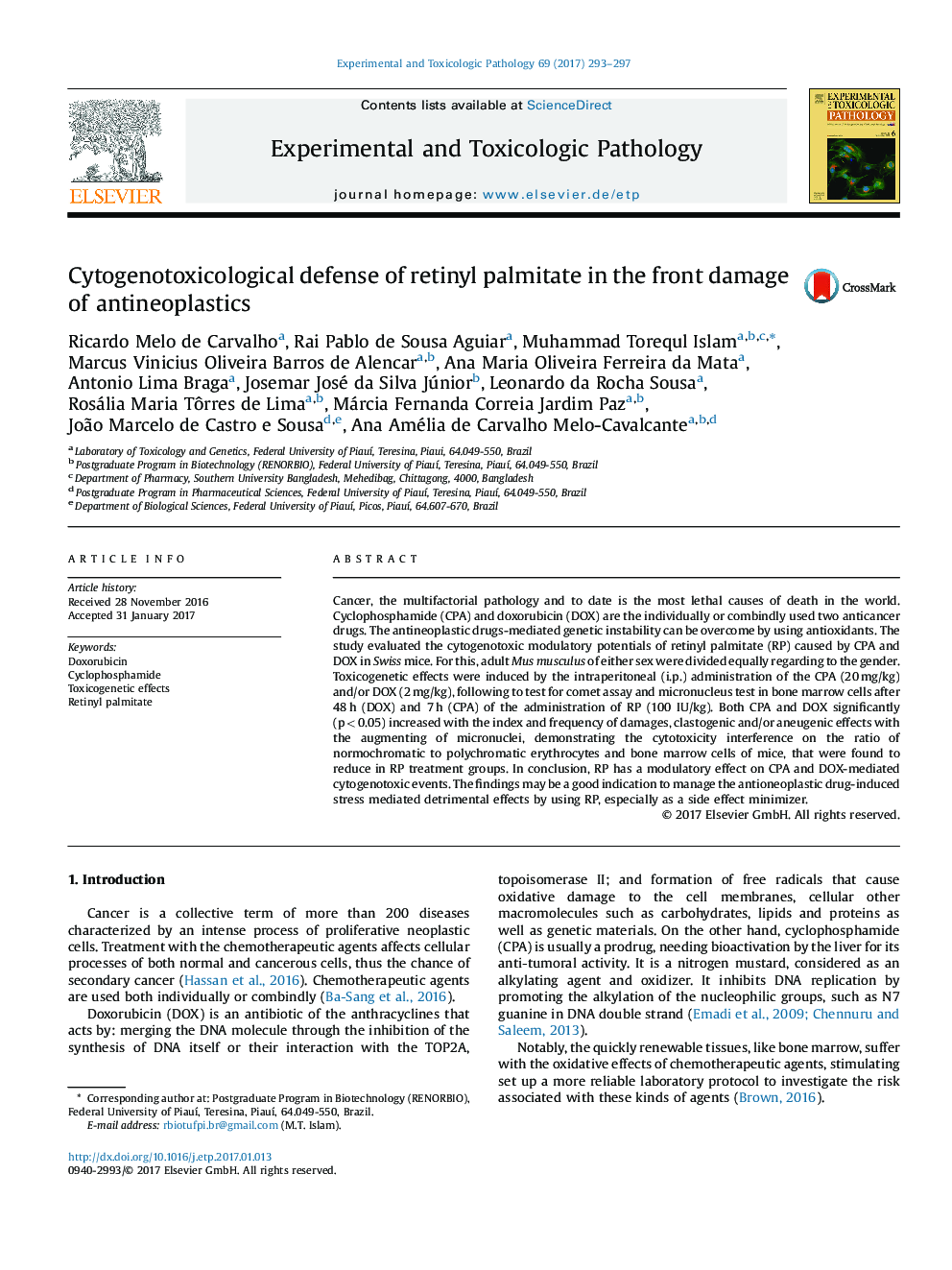 دفاع سیتولوژیک سمی از رتینیل پالمیتات در آسیب های جسم ضد باکتری 