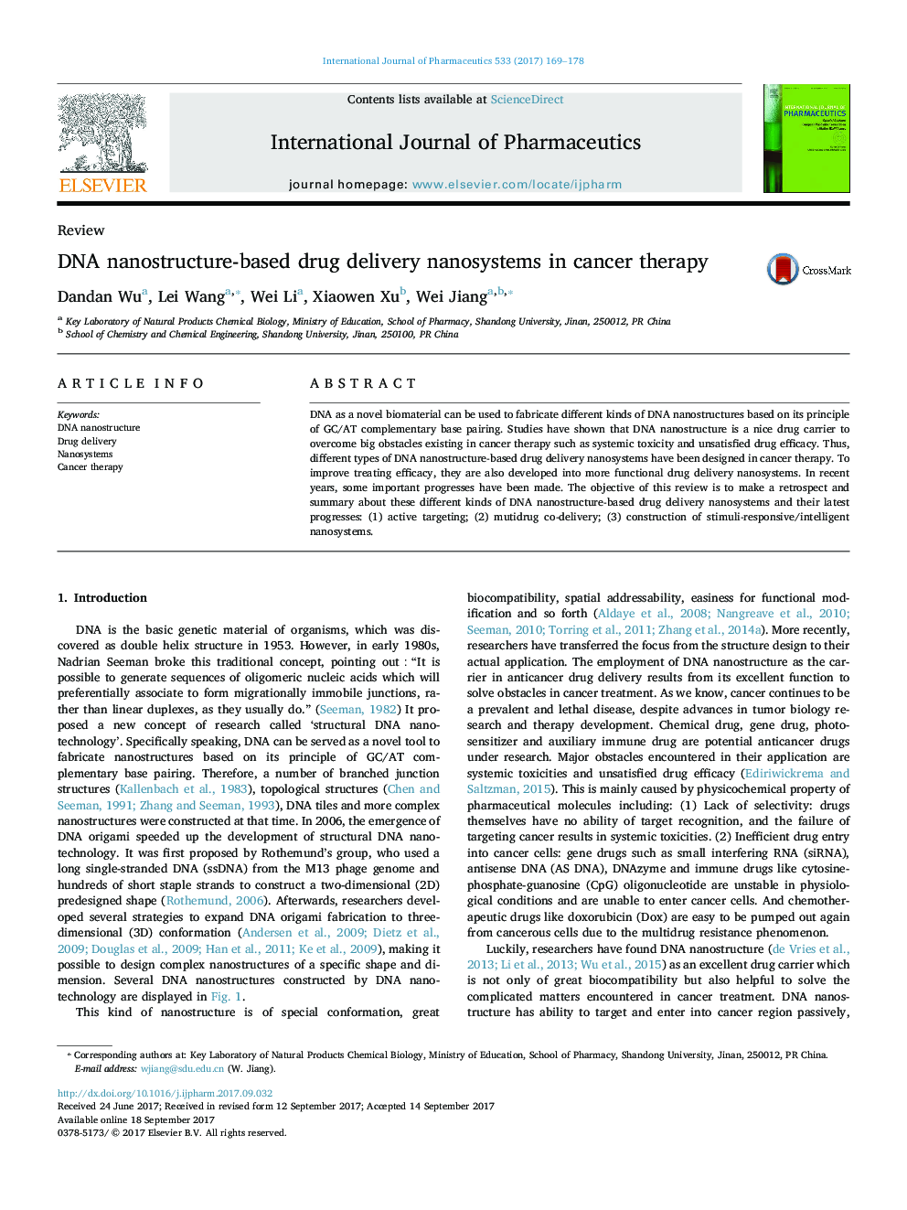 DNA nanostructure-based drug delivery nanosystems in cancer therapy