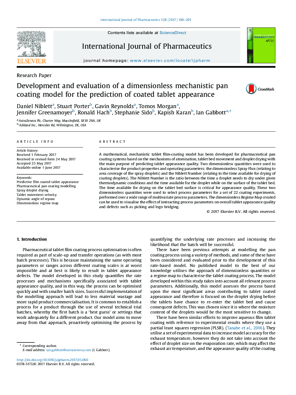 Development and evaluation of a dimensionless mechanistic pan coating model for the prediction of coated tablet appearance