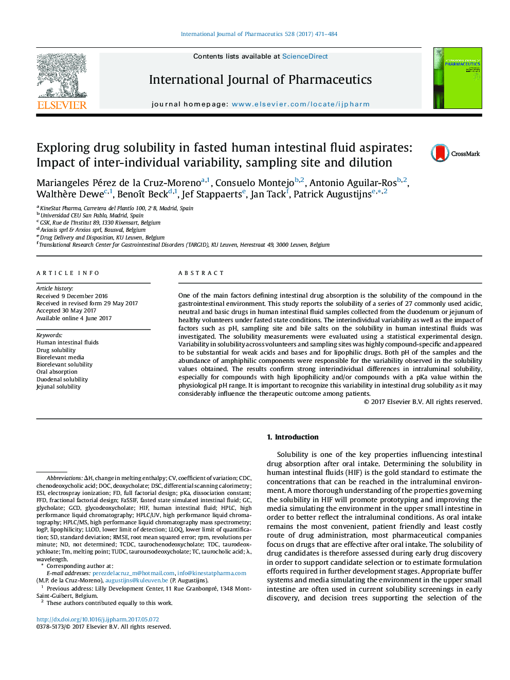 Exploring drug solubility in fasted human intestinal fluid aspirates: Impact of inter-individual variability, sampling site and dilution