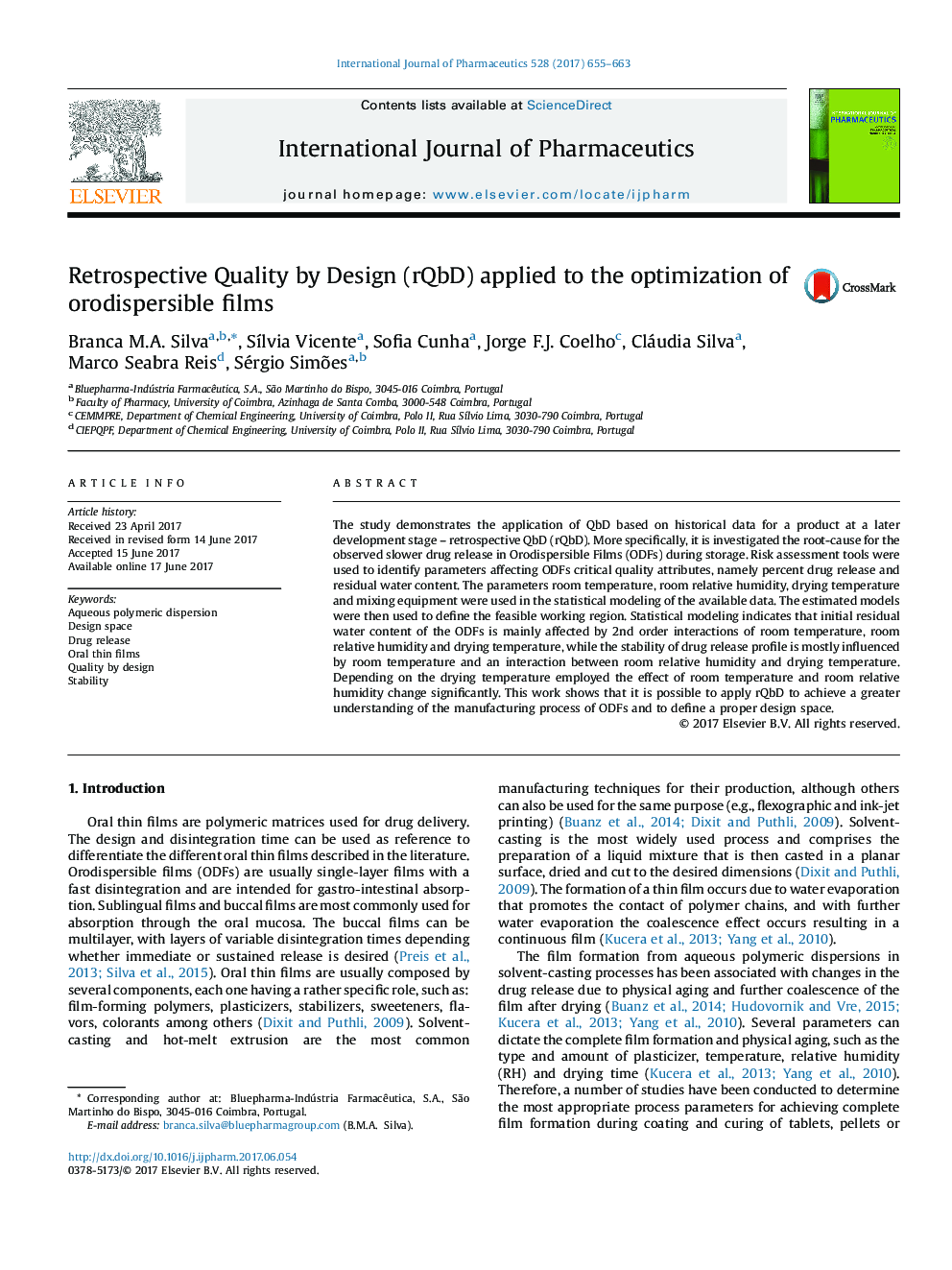 Retrospective Quality by Design (rQbD) applied to the optimization of orodispersible films