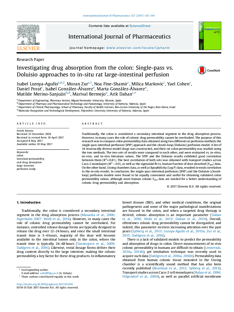 Investigating drug absorption from the colon: Single-pass vs. Doluisio approaches to in-situ rat large-intestinal perfusion