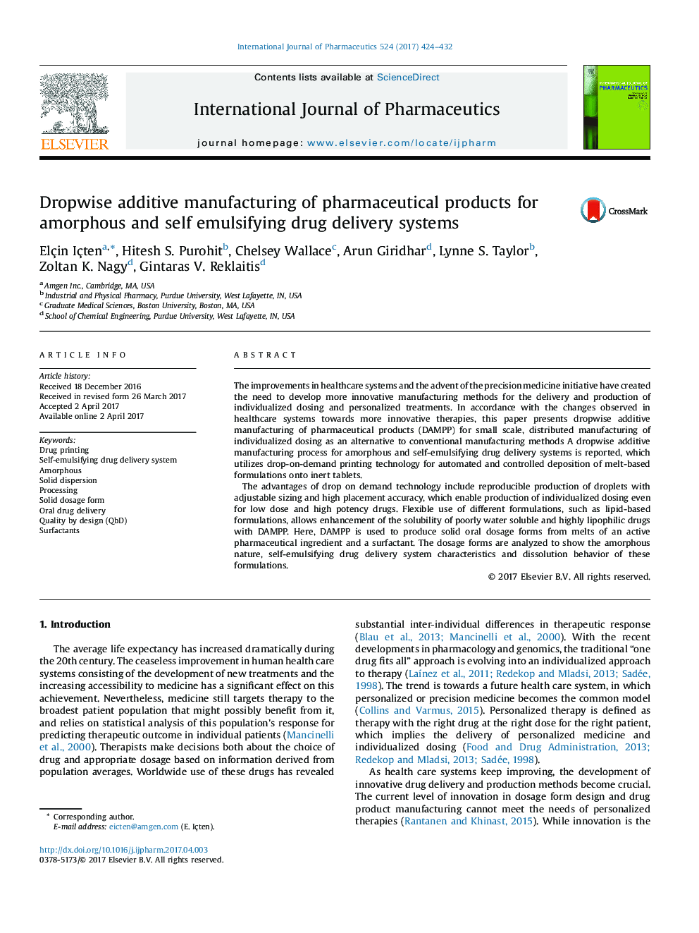 Dropwise additive manufacturing of pharmaceutical products for amorphous and self emulsifying drug delivery systems
