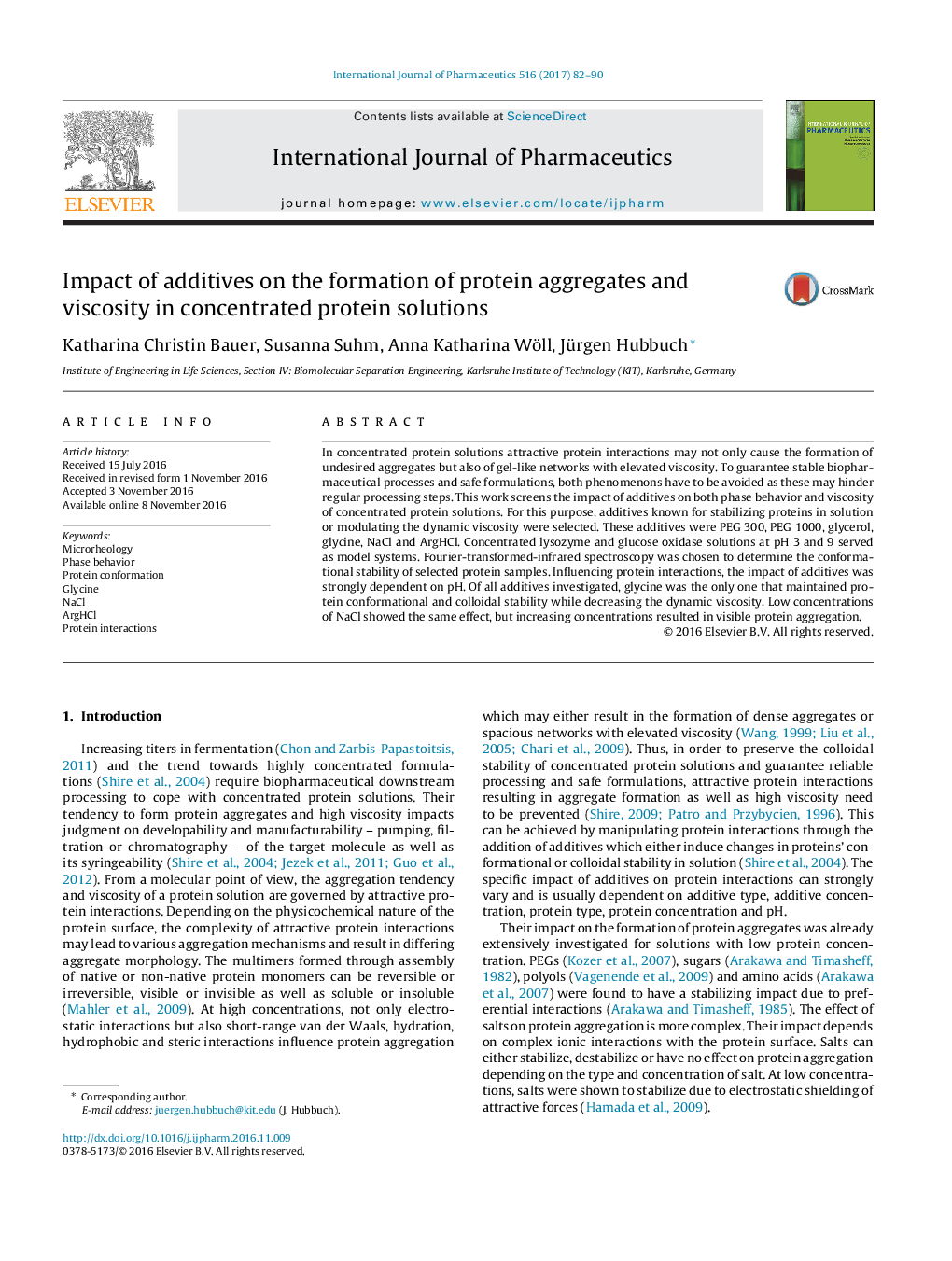 Impact of additives on the formation of protein aggregates and viscosity in concentrated protein solutions