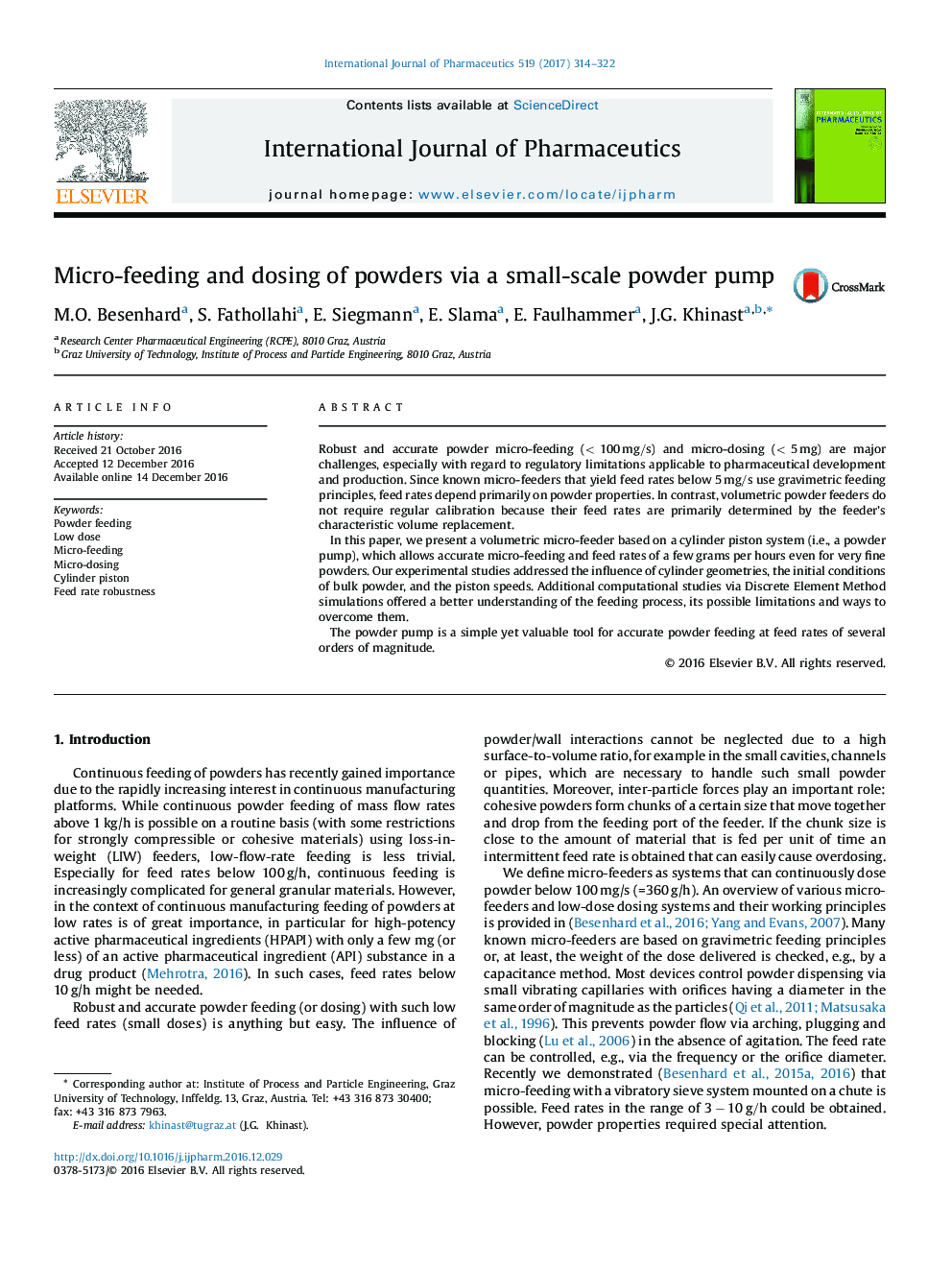 Micro-feeding and dosing of powders via a small-scale powder pump