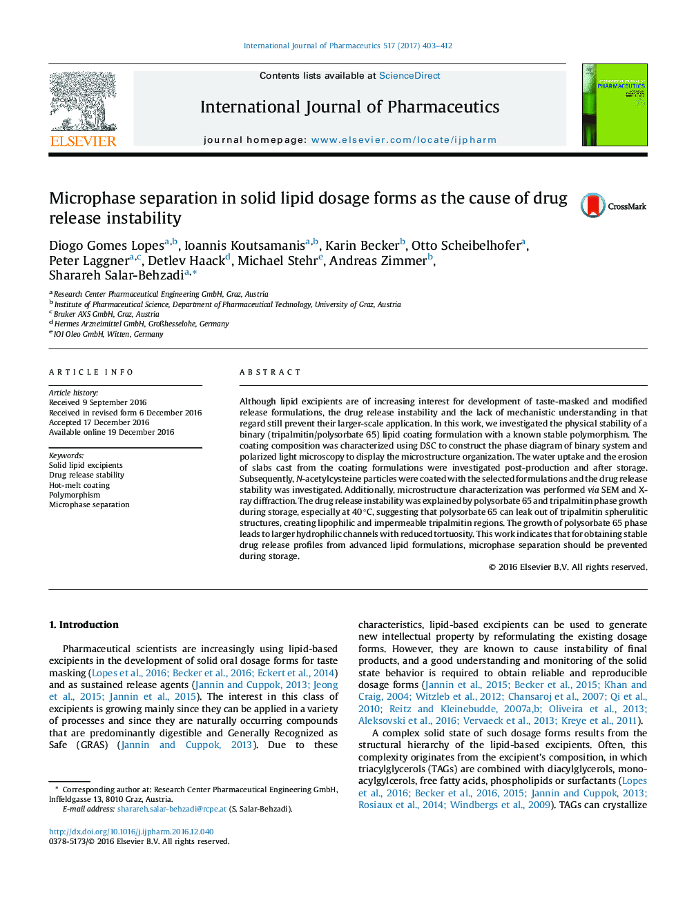 Microphase separation in solid lipid dosage forms as the cause of drug release instability