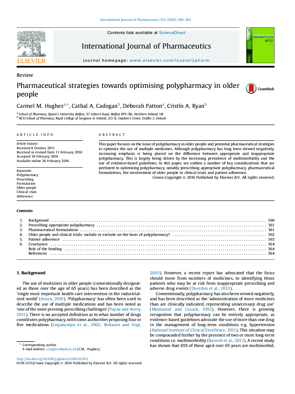 Pharmaceutical strategies towards optimising polypharmacy in older people