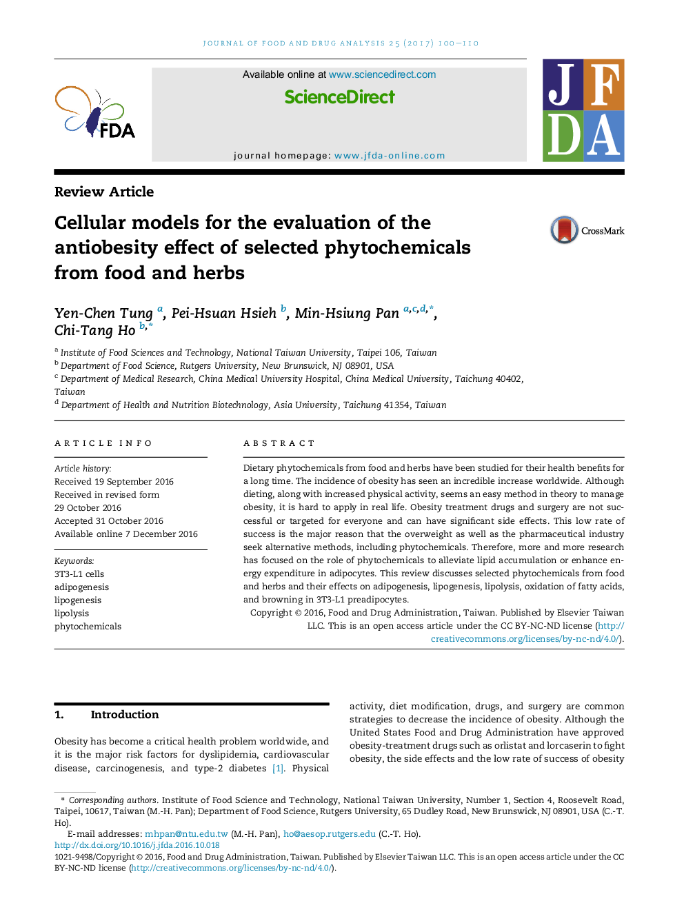 Cellular models for the evaluation of the antiobesity effect of selected phytochemicals fromÂ food and herbs