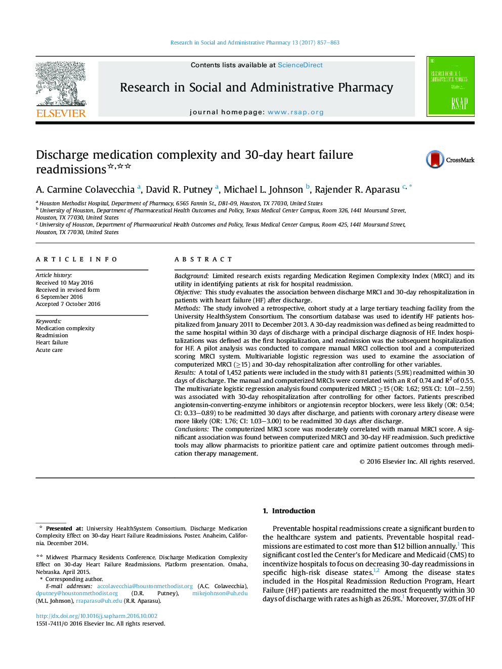 Discharge medication complexity and 30-day heart failure readmissions