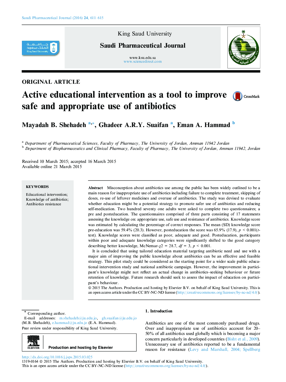 Active educational intervention as a tool to improve safe and appropriate use of antibiotics