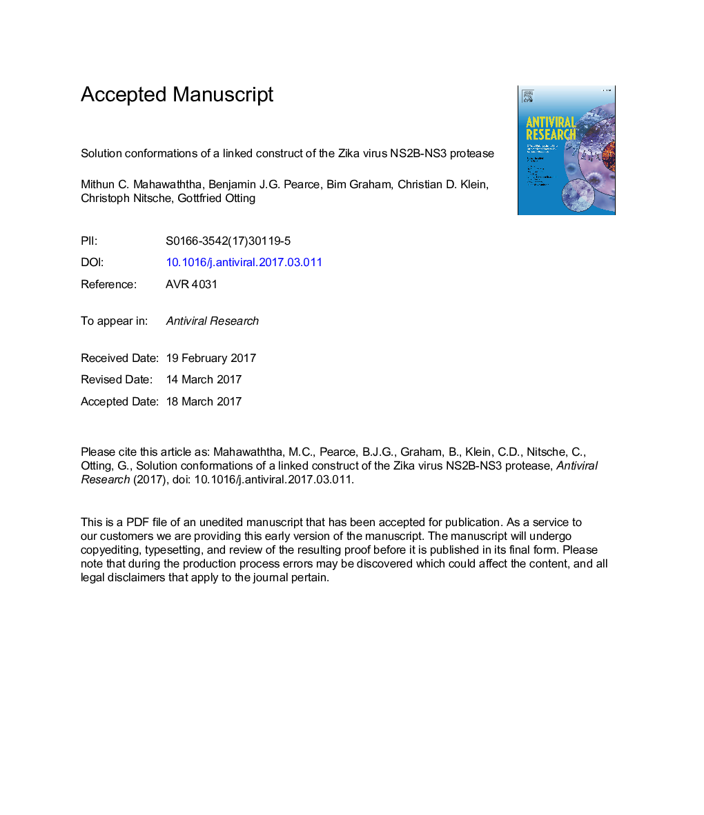 Solution conformations of a linked construct of the Zika virus NS2B-NS3 protease