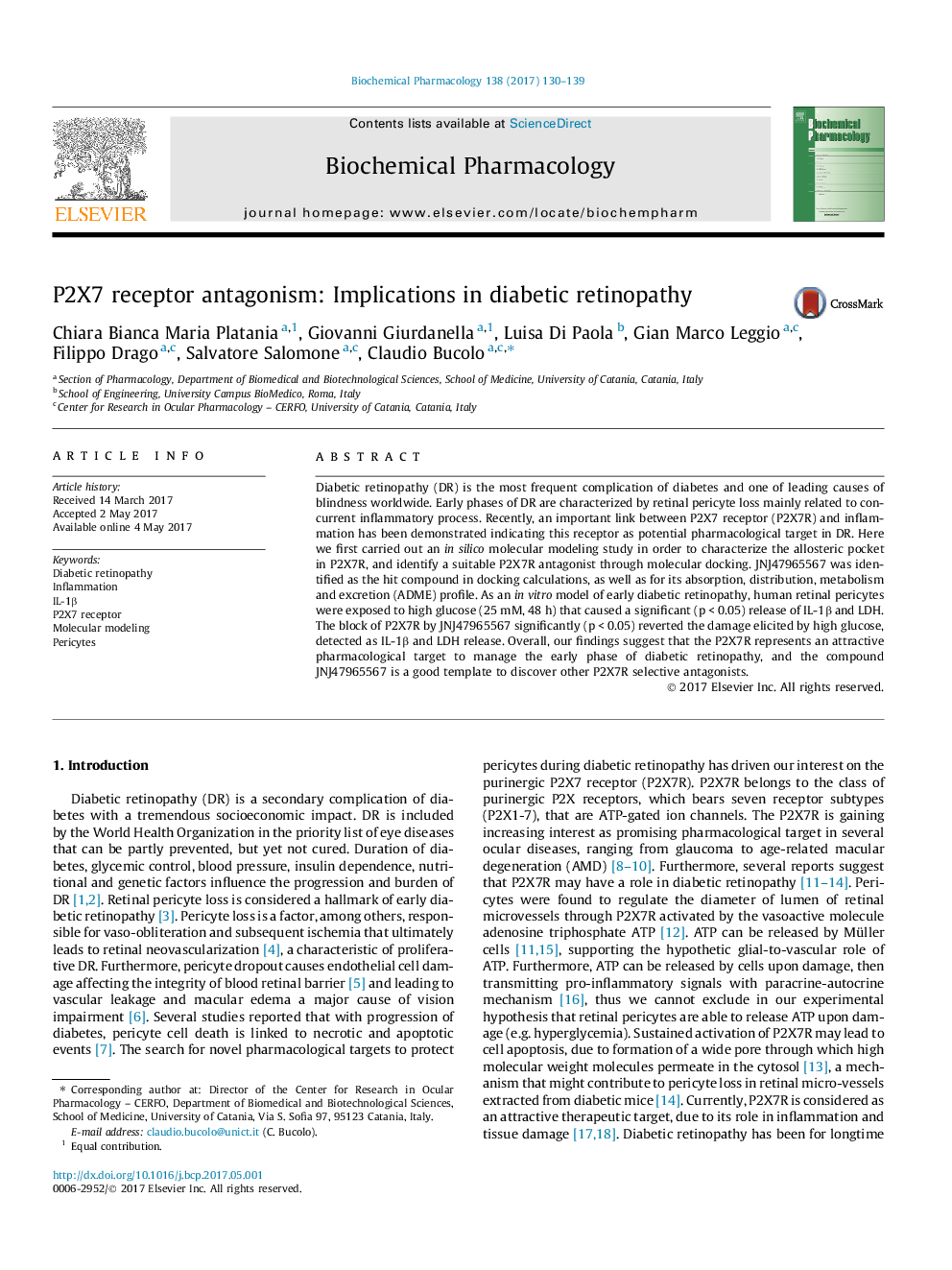 P2X7 receptor antagonism: Implications in diabetic retinopathy