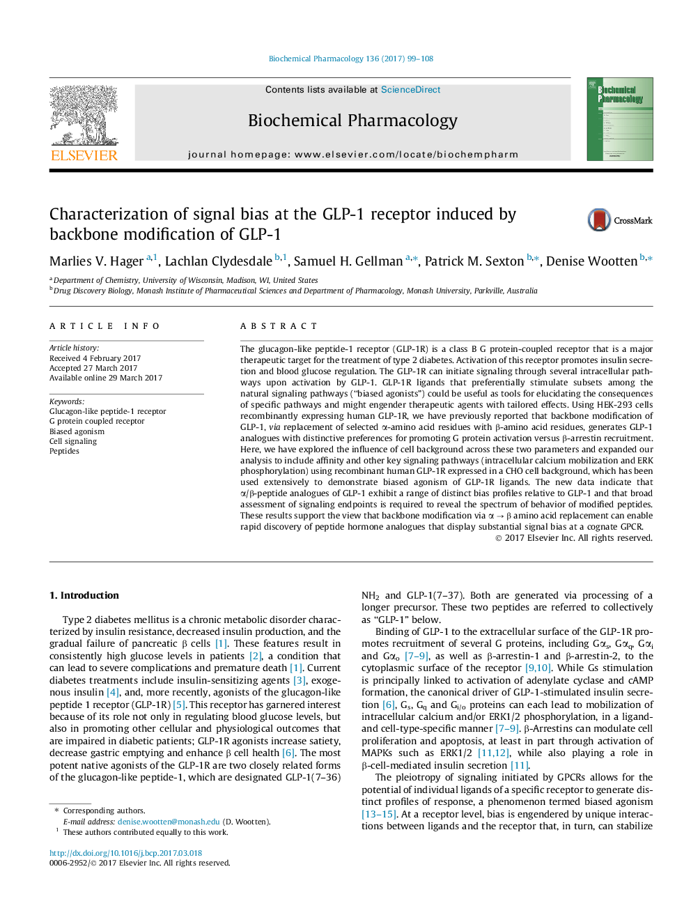 Characterization of signal bias at the GLP-1 receptor induced by backbone modification of GLP-1