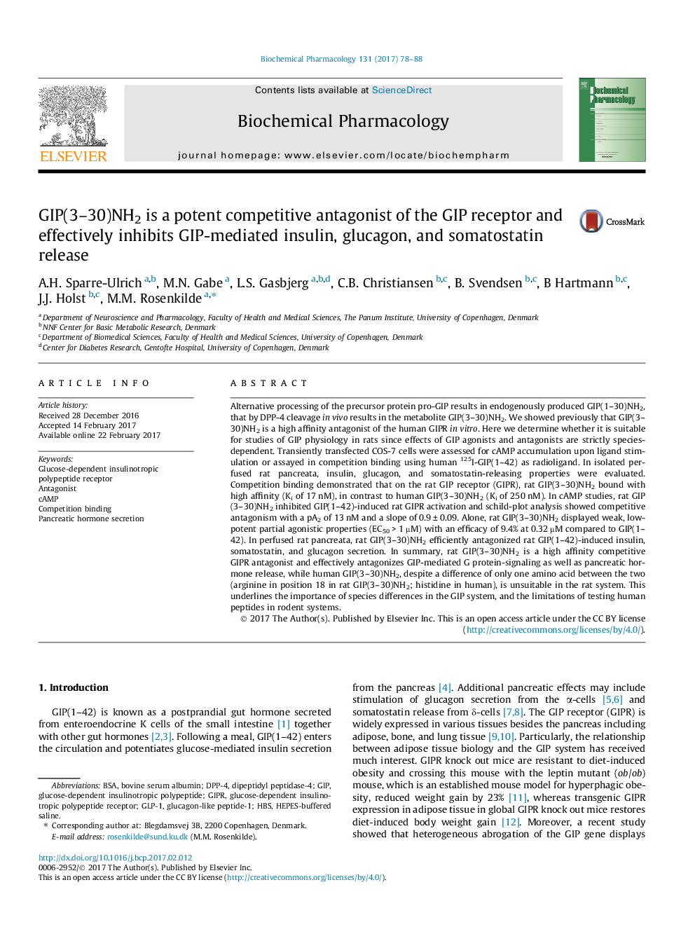 GIP(3-30)NH2 is a potent competitive antagonist of the GIP receptor and effectively inhibits GIP-mediated insulin, glucagon, and somatostatin release