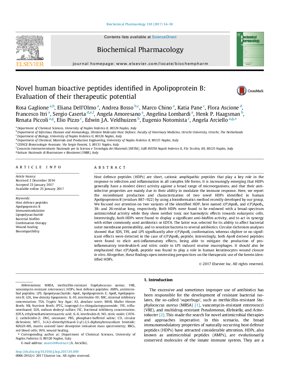 Novel human bioactive peptides identified in Apolipoprotein B: Evaluation of their therapeutic potential