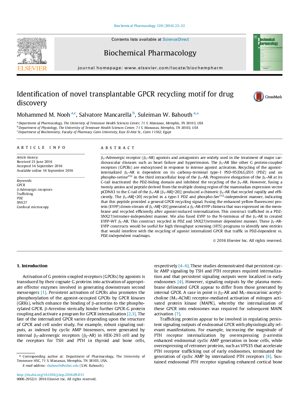 Identification of novel transplantable GPCR recycling motif for drug discovery