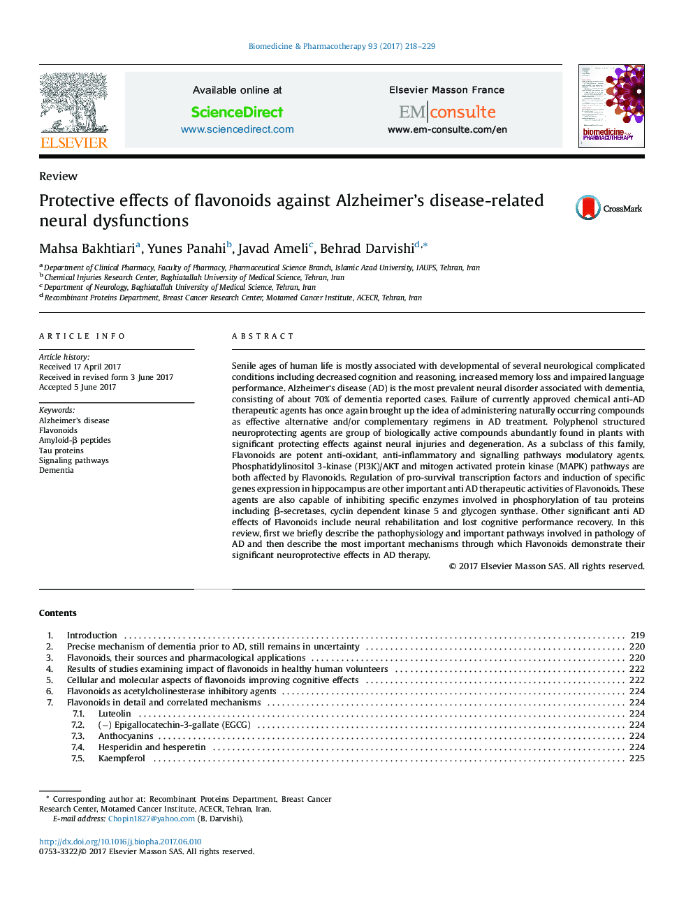 Protective effects of flavonoids against Alzheimer's disease-related neural dysfunctions