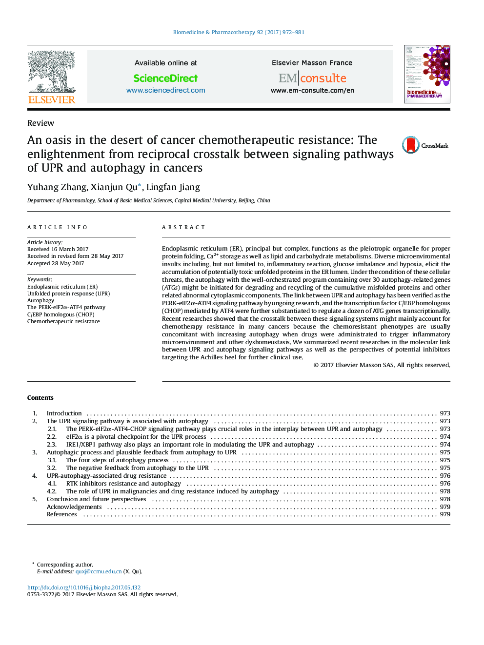 An oasis in the desert of cancer chemotherapeutic resistance: The enlightenment from reciprocal crosstalk between signaling pathways of UPR and autophagy in cancers