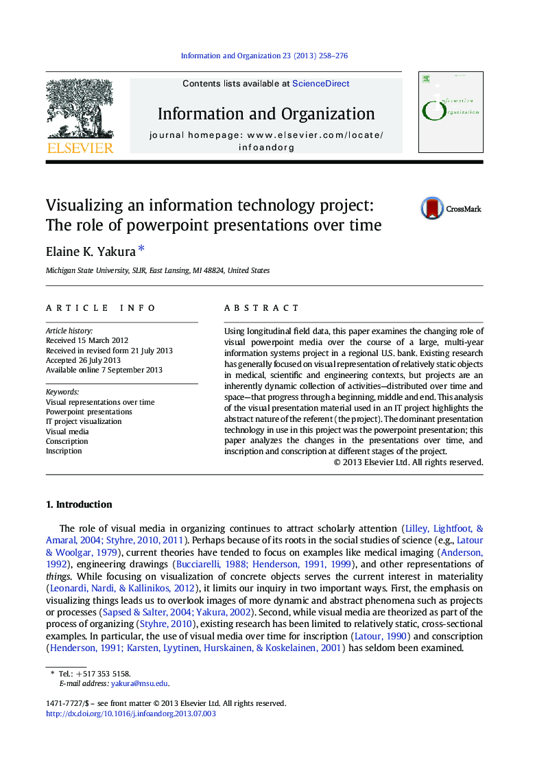 Visualizing an information technology project: The role of powerpoint presentations over time