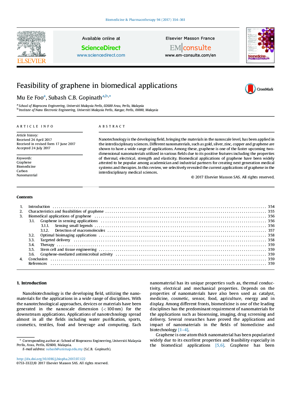 Feasibility of graphene in biomedical applications