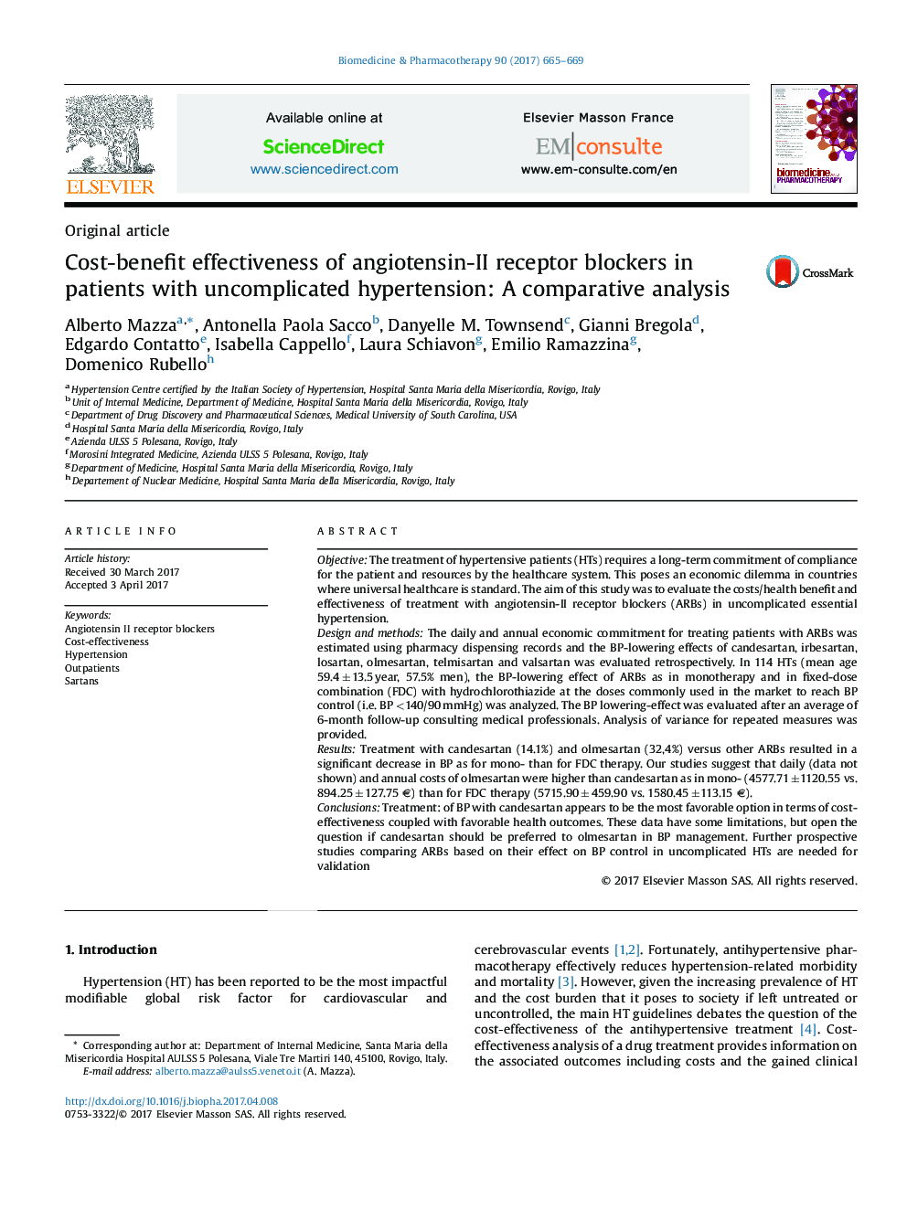 Cost-benefit effectiveness of angiotensin-II receptor blockers in patients with uncomplicated hypertension: A comparative analysis