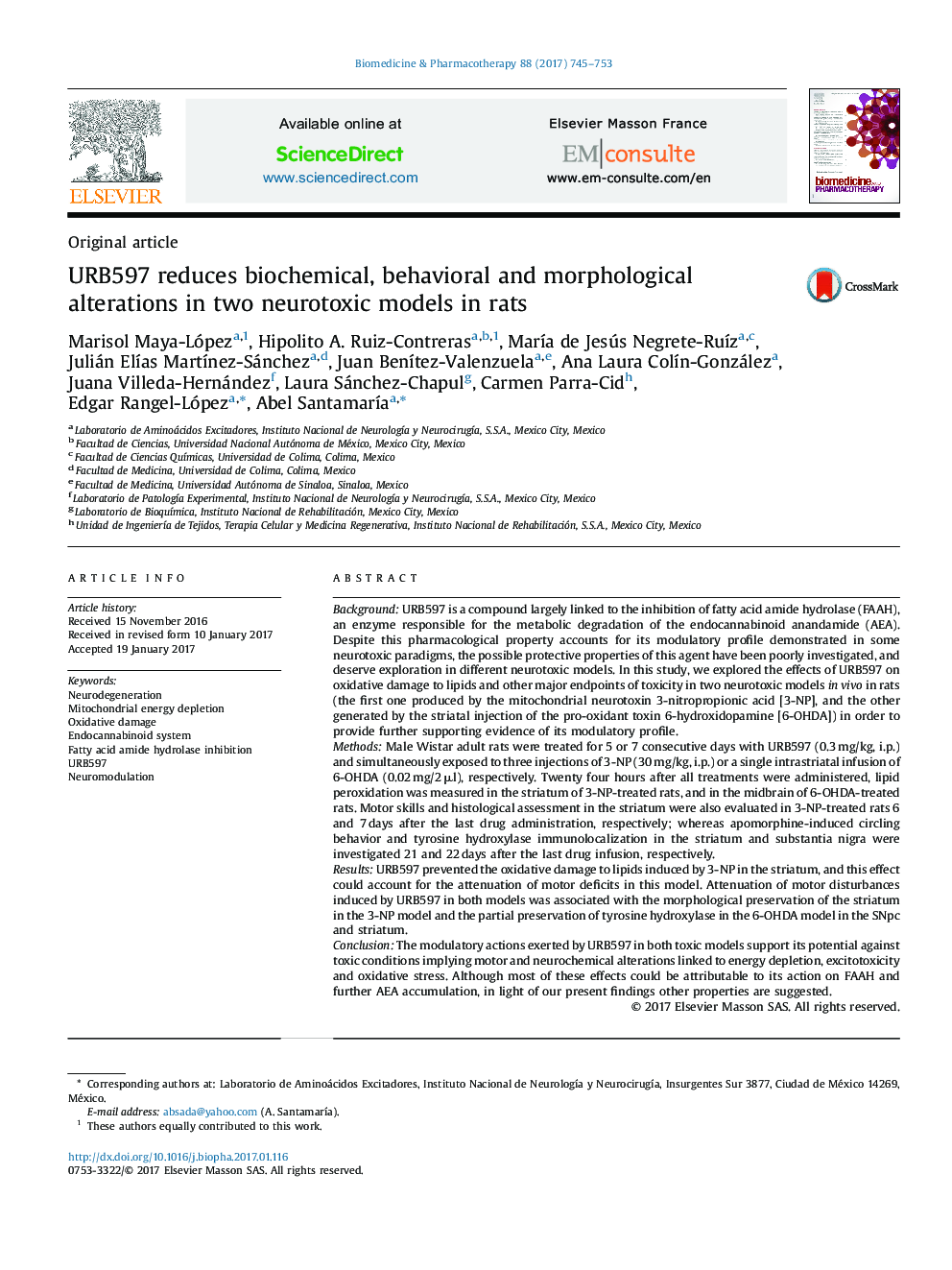 URB597 reduces biochemical, behavioral and morphological alterations in two neurotoxic models in rats