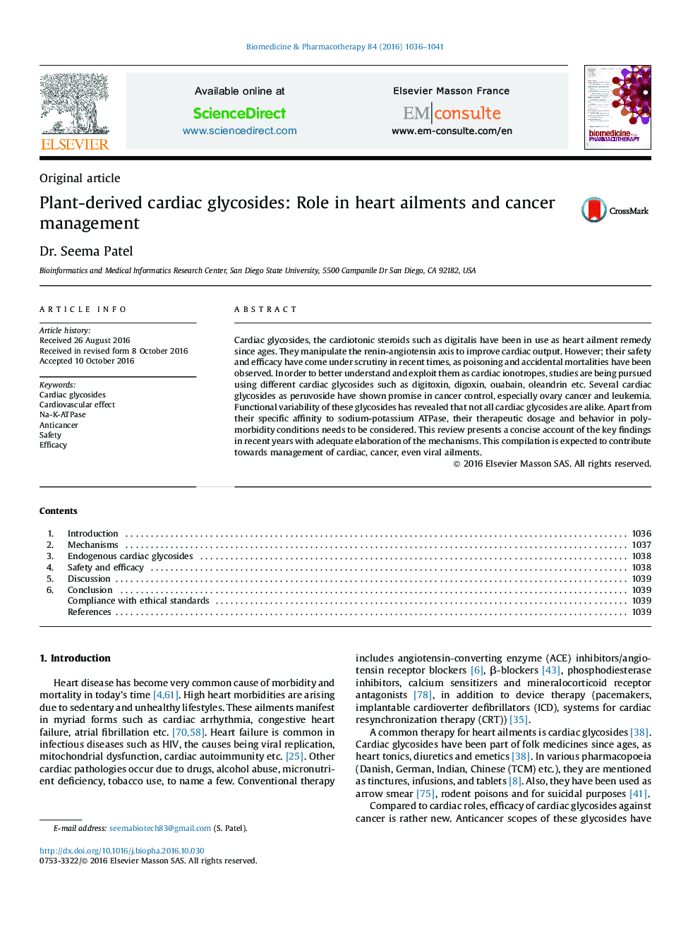 Plant-derived cardiac glycosides: Role in heart ailments and cancer management