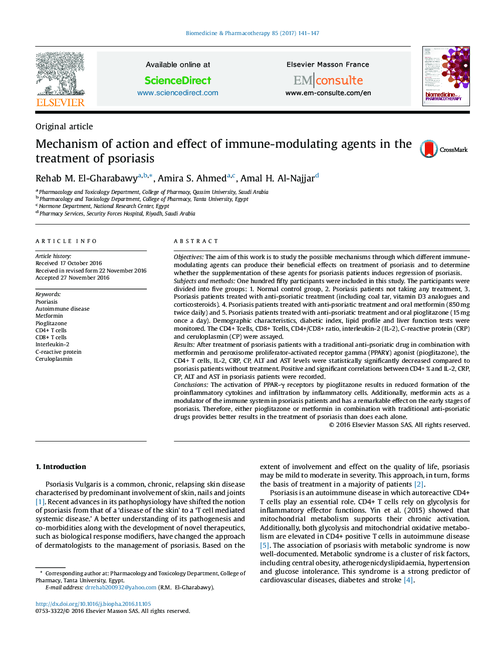 Mechanism of action and effect of immune-modulating agents in the treatment of psoriasis