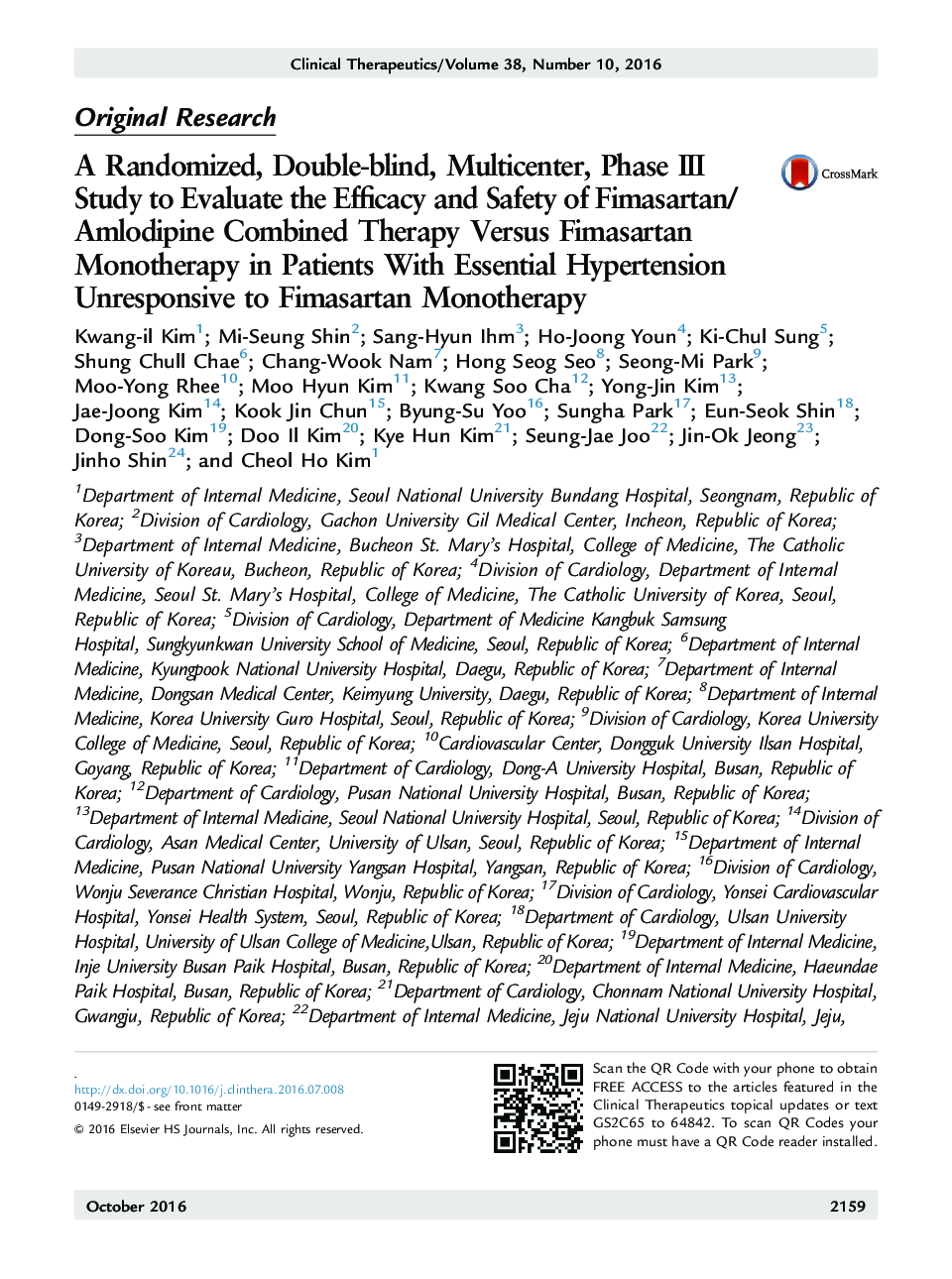 A Randomized, Double-blind, Multicenter, Phase III Study to Evaluate the Efficacy and Safety of Fimasartan/Amlodipine Combined Therapy Versus Fimasartan Monotherapy in Patients With Essential Hypertension Unresponsive to Fimasartan Monotherapy