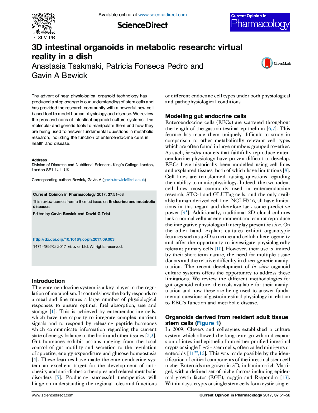 3D intestinal organoids in metabolic research: virtual reality in a dish