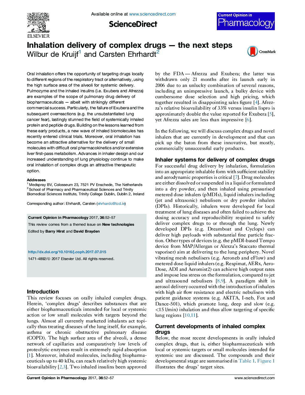 Inhalation delivery of complex drugs - the next steps