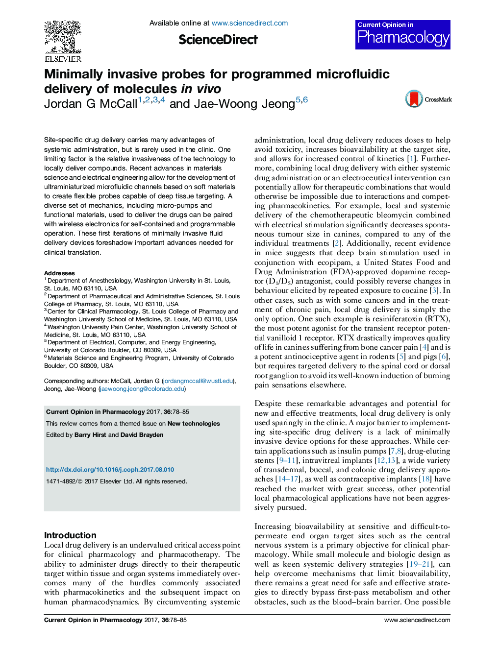 Minimally invasive probes for programmed microfluidic delivery of molecules in vivo
