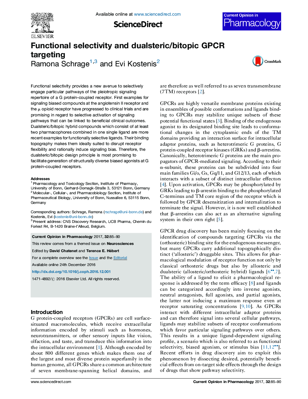 Functional selectivity and dualsteric/bitopic GPCR targeting