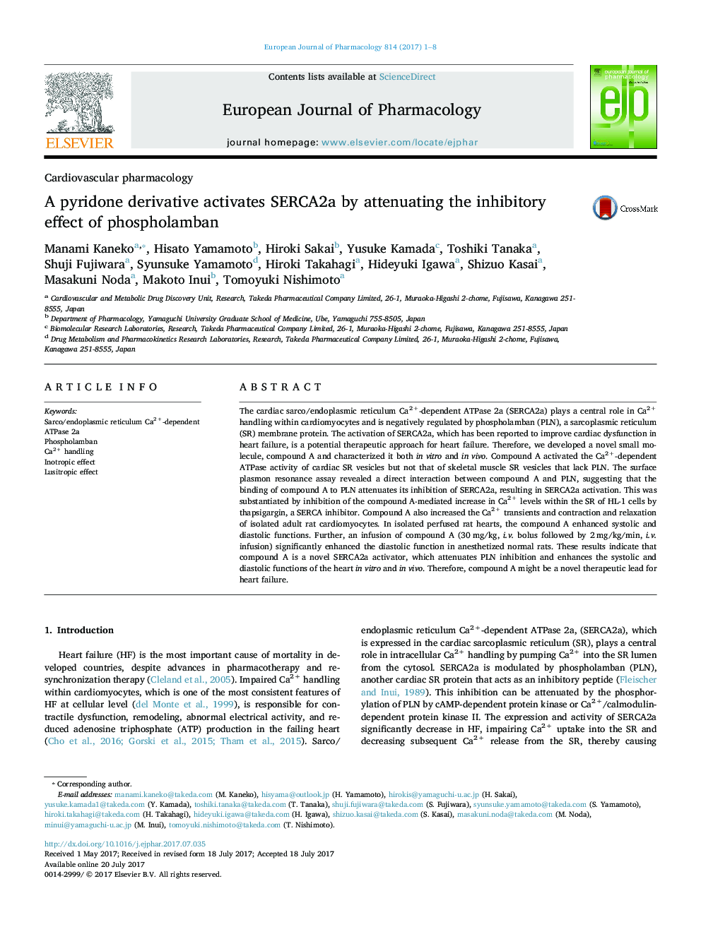 A pyridone derivative activates SERCA2a by attenuating the inhibitory effect of phospholamban