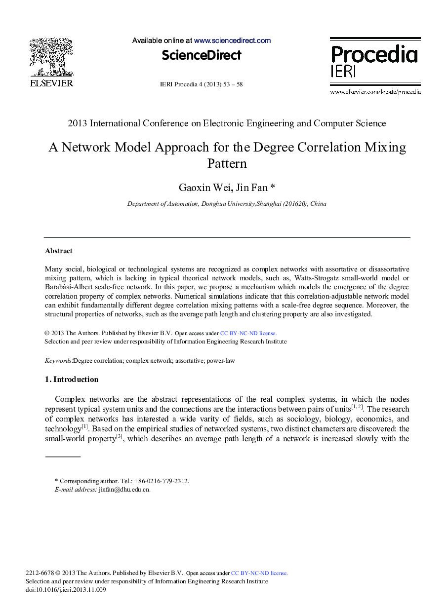 A Network Model Approach for the Degree Correlation Mixing Pattern 