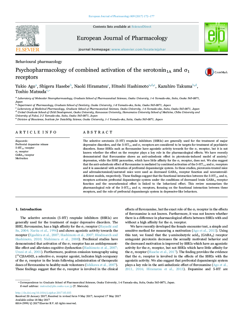 Psychopharmacology of combined activation of the serotonin1A and Ï1 receptors