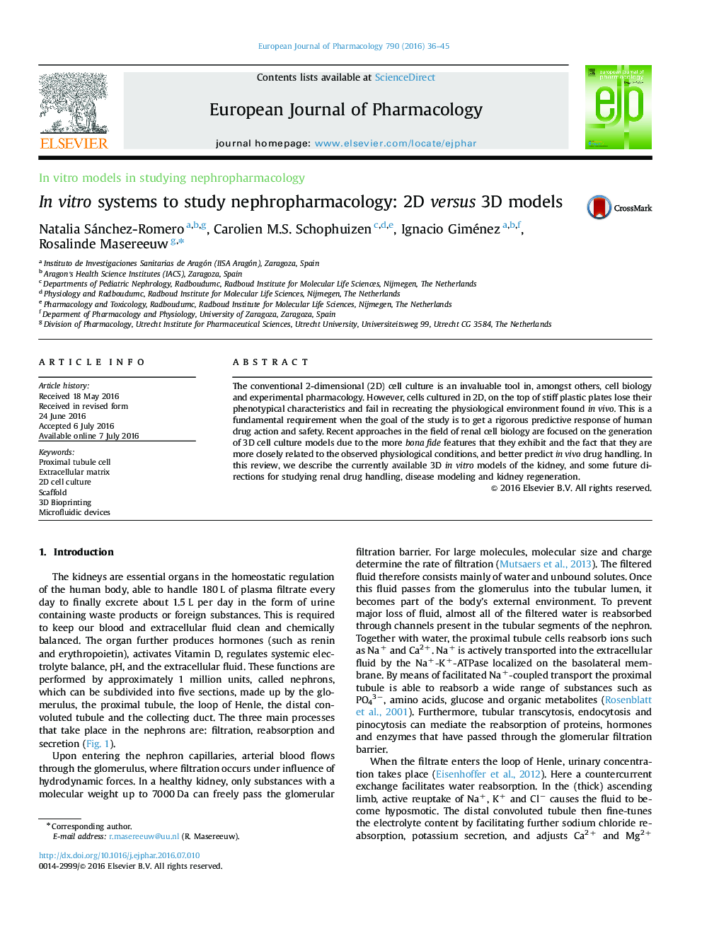 In vitro systems to study nephropharmacology: 2D versus 3D models