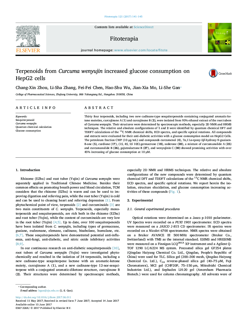 Terpenoids from Curcuma wenyujin increased glucose consumption on HepG2 cells