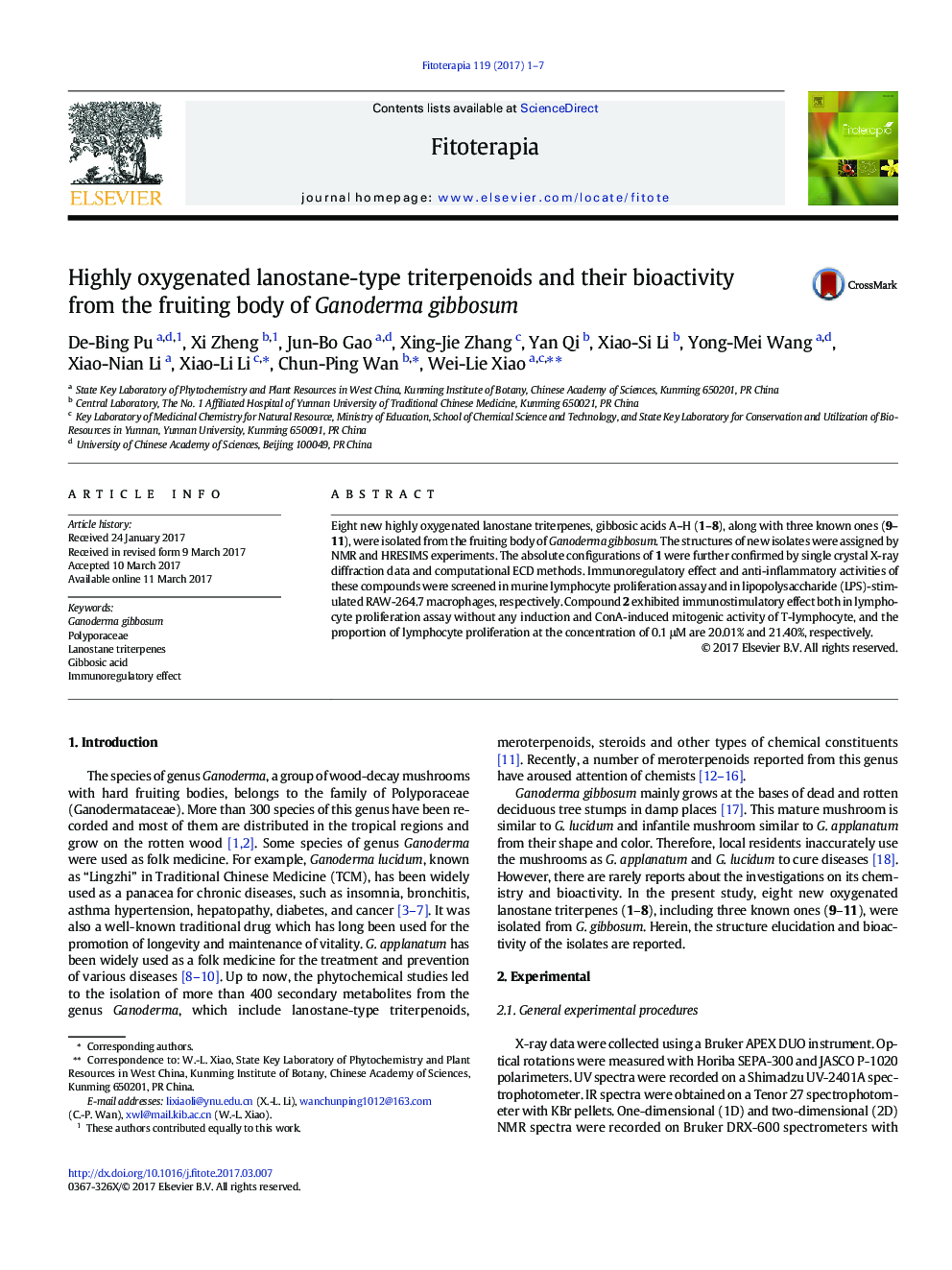 Highly oxygenated lanostane-type triterpenoids and their bioactivity from the fruiting body of Ganoderma gibbosum